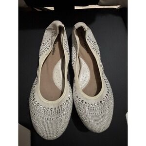 Hush Puppies New Cream Embellished Chaste Ballet Size 6.5 Slip Ons No Box